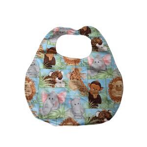 Handmade Baby/Toddler Bib w Jungle Animal Print - Large size